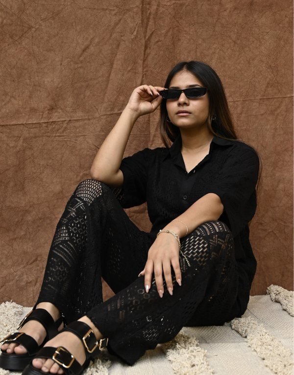 Black Lacy Hazy Set