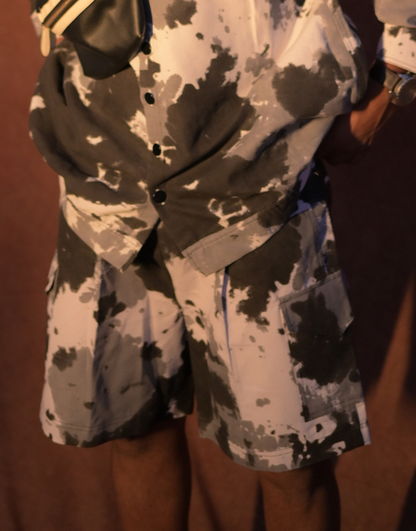 Black And Grey Splash Denim Shacket Shorts