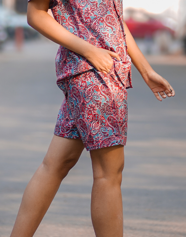 Blue Paisley Shorts